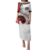Papua New Guinea 50th Independence Anniversary Family Matching Puletasi and Hawaiian Shirt Special Style White Version LT05 Mom's Dress White - Polynesian Pride