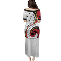 Papua New Guinea 50th Independence Anniversary Family Matching Puletasi and Hawaiian Shirt Special Style White Version LT05 - Polynesian Pride