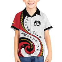 Papua New Guinea 50th Independence Anniversary Family Matching Summer Maxi Dress and Hawaiian Shirt Special Style White Version LT05 Son's Shirt White - Polynesian Pride
