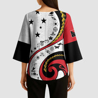 Papua New Guinea 50th Independence Anniversary Kimono Sleeve Blouse Special Style White Version - Polynesian Pride
