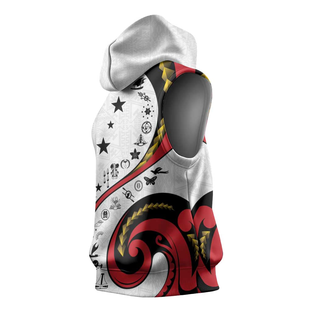 Papua New Guinea 50th Independence Anniversary Sleeveless Hoodie Special Style White Version - Polynesian Pride