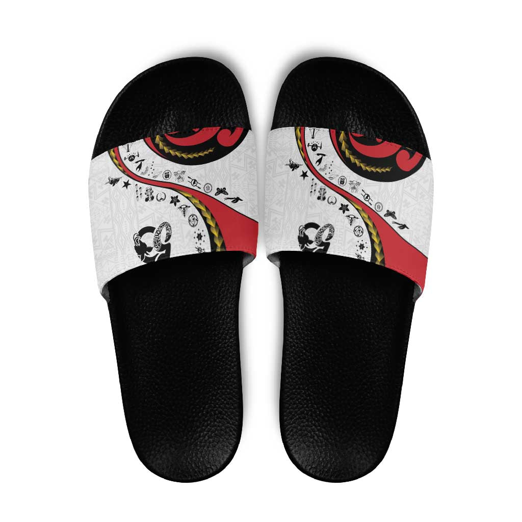 Papua New Guinea 50th Independence Anniversary Slide Sandals Special Style White Version - Polynesian Pride
