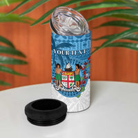 Personalised Fiji 4 in 1 Can Cooler Tumbler Coat Of Arms Tagimoucia With Fijian Tapa Pattern LT05 - Polynesian Pride