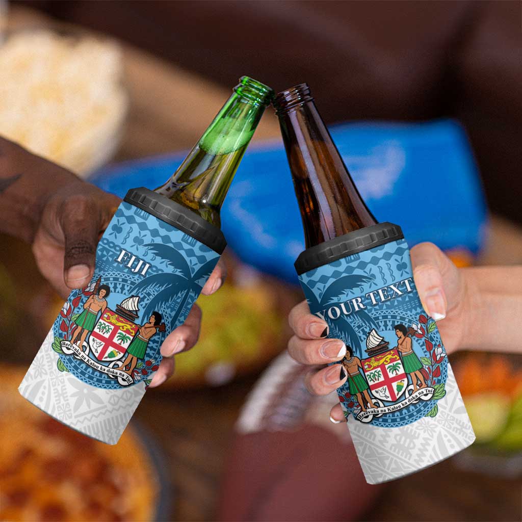 Personalised Fiji 4 in 1 Can Cooler Tumbler Coat Of Arms Tagimoucia With Fijian Tapa Pattern LT05 - Polynesian Pride