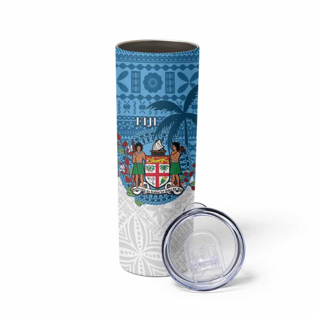 Personalised Fiji Skinny Tumbler Coat Of Arms Tagimoucia With Fijian Tapa Pattern LT05 - Polynesian Pride