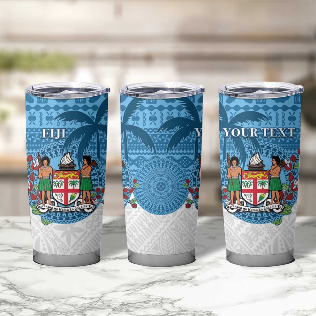 Personalised Fiji Tumbler Cup Coat Of Arms Tagimoucia With Fijian Tapa Pattern LT05 - Polynesian Pride