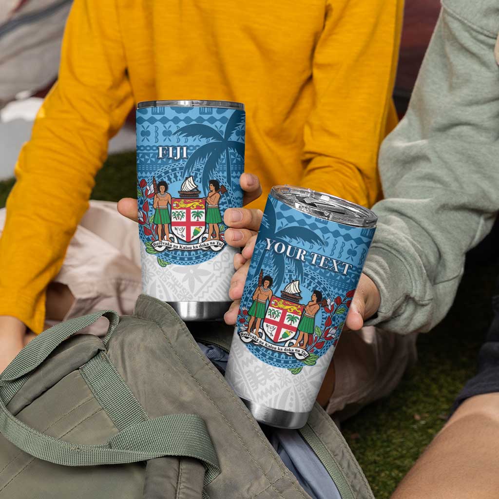 Personalised Fiji Tumbler Cup Coat Of Arms Tagimoucia With Fijian Tapa Pattern LT05 - Polynesian Pride