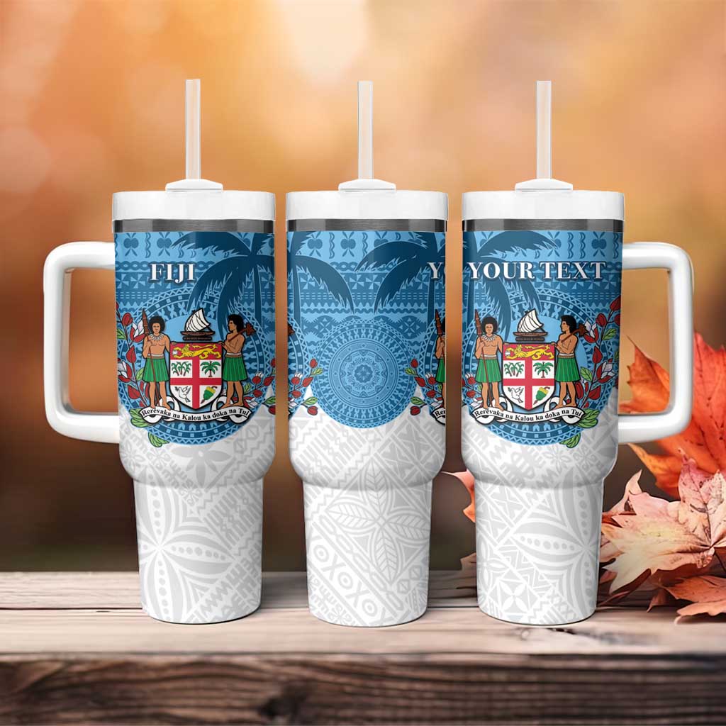 Personalised Fiji Tumbler With Handle Coat Of Arms Tagimoucia With Fijian Tapa Pattern LT05 - Polynesian Pride