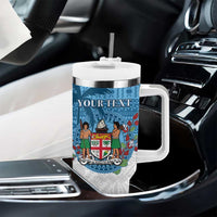 Personalised Fiji Tumbler With Handle Coat Of Arms Tagimoucia With Fijian Tapa Pattern LT05 - Polynesian Pride