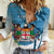 Personalized Fiji Women Casual Shirt Coat Of Arms Tagimoucia With Fijian Tapa Pattern LT05 Female Blue - Polynesian Pride