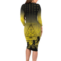 Personalised Palau Independence Day Family Matching Long Sleeve Bodycon Dress and Hawaiian Shirt Palauan Tattoo Pattern LT05 - Polynesian Pride
