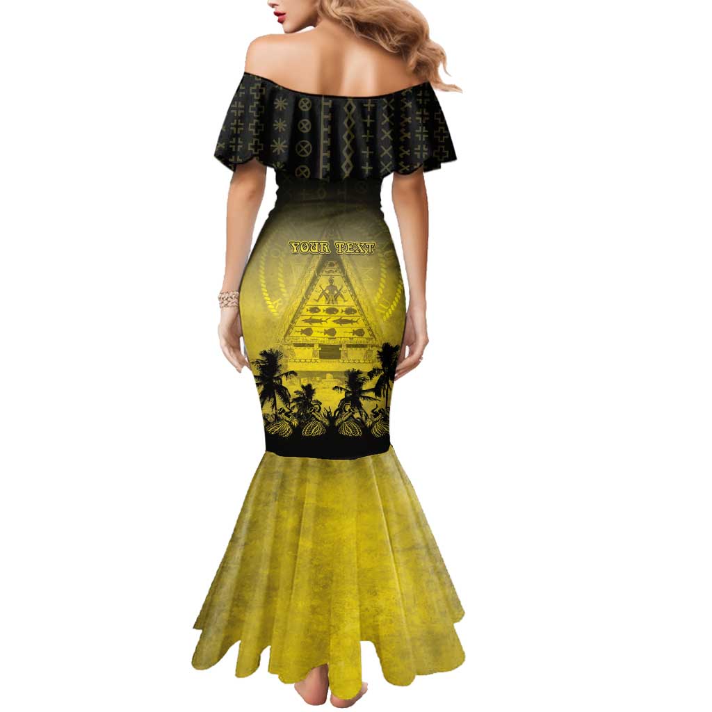 Personalised Palau Independence Day Family Matching Mermaid Dress and Hawaiian Shirt Palauan Tattoo Pattern LT05 - Polynesian Pride