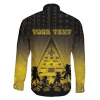 Personalised Palau Independence Day Family Matching Off The Shoulder Long Sleeve Dress and Hawaiian Shirt Palauan Tattoo Pattern LT05 - Polynesian Pride