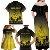 Personalised Palau Independence Day Family Matching Off Shoulder Maxi Dress and Hawaiian Shirt Palauan Tattoo Pattern LT05 - Polynesian Pride
