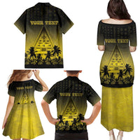 Personalised Palau Independence Day Family Matching Puletasi and Hawaiian Shirt Palauan Tattoo Pattern LT05 - Polynesian Pride