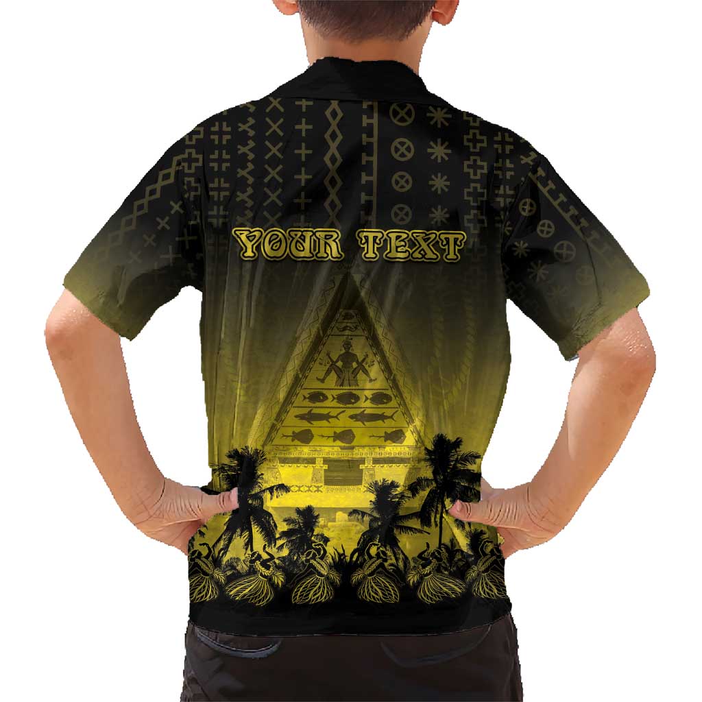 Personalised Palau Independence Day Family Matching Short Sleeve Bodycon Dress and Hawaiian Shirt Palauan Tattoo Pattern LT05 - Polynesian Pride