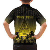 Personalised Palau Independence Day Family Matching Short Sleeve Bodycon Dress and Hawaiian Shirt Palauan Tattoo Pattern LT05 - Polynesian Pride