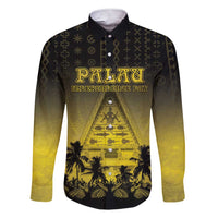 Personalised Palau Independence Day Family Matching Short Sleeve Bodycon Dress and Hawaiian Shirt Palauan Tattoo Pattern LT05 Dad's Shirt - Long Sleeve Black - Polynesian Pride