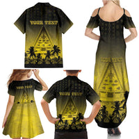 Personalised Palau Independence Day Family Matching Summer Maxi Dress and Hawaiian Shirt Palauan Tattoo Pattern LT05 - Polynesian Pride