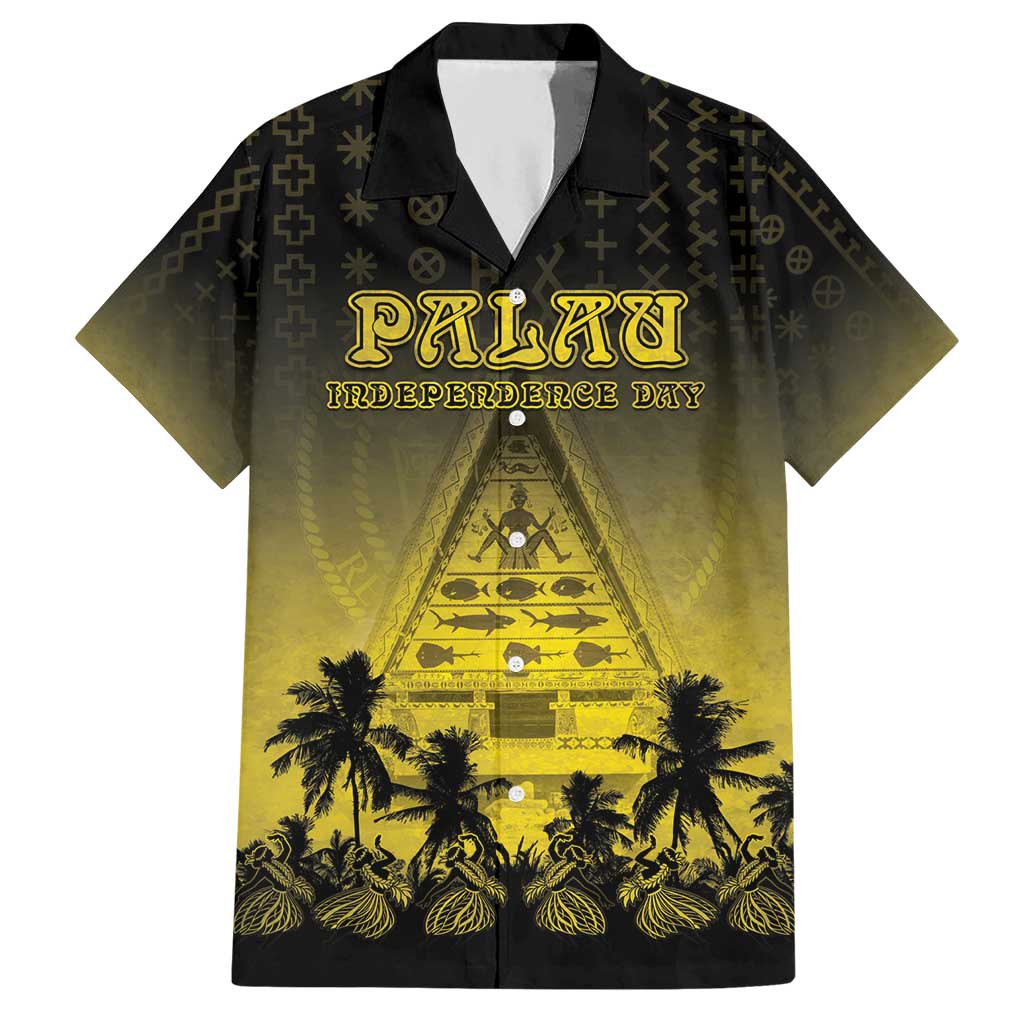 Personalised Palau Independence Day Hawaiian Shirt Palauan Tattoo Pattern LT05 Black - Polynesian Pride