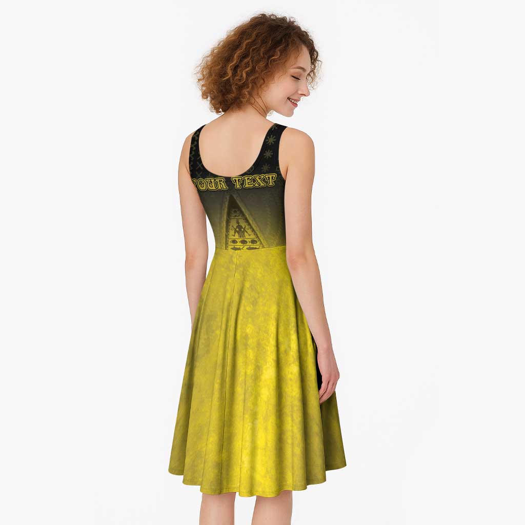 Personalised Palau Independence Day Midi Dress Palauan Tattoo Pattern - Polynesian Pride