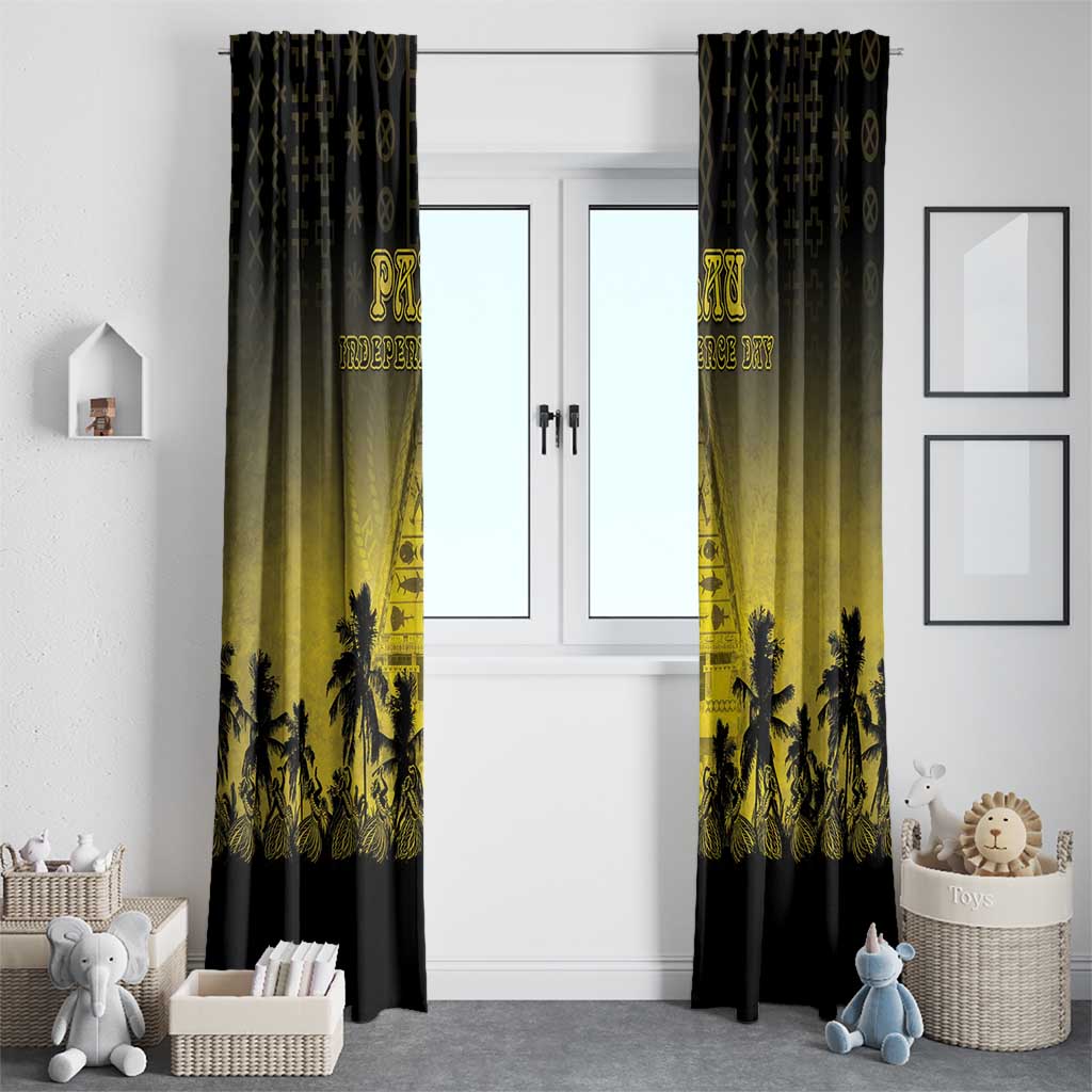 Palau Independence Day Window Curtain Palauan Tattoo Pattern - Polynesian Pride
