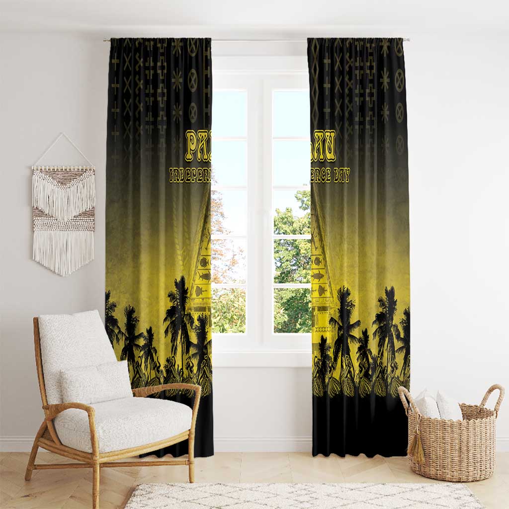 Palau Independence Day Window Curtain Palauan Tattoo Pattern - Polynesian Pride