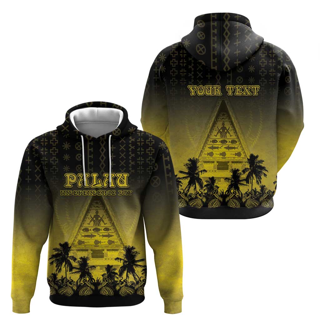 Personalised Palau Independence Day Zip Hoodie Palauan Tattoo Pattern - Polynesian Pride