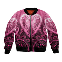 Aotearoa Breast Cancer Bomber Jacket Maori Tribal Pattern