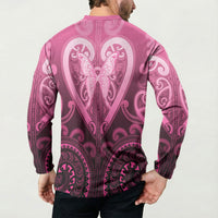 Aotearoa Breast Cancer Button Sweatshirt Maori Tribal Pattern