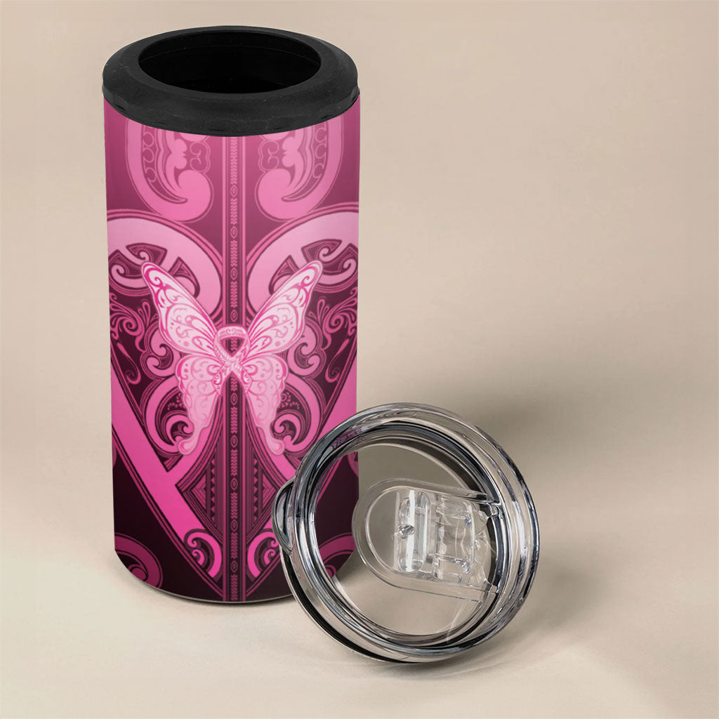 Aotearoa Breast Cancer 4 in 1 Can Cooler Tumbler Maori Tribal Pattern