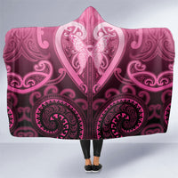 Aotearoa Breast Cancer Hooded Blanket Maori Tribal Pattern
