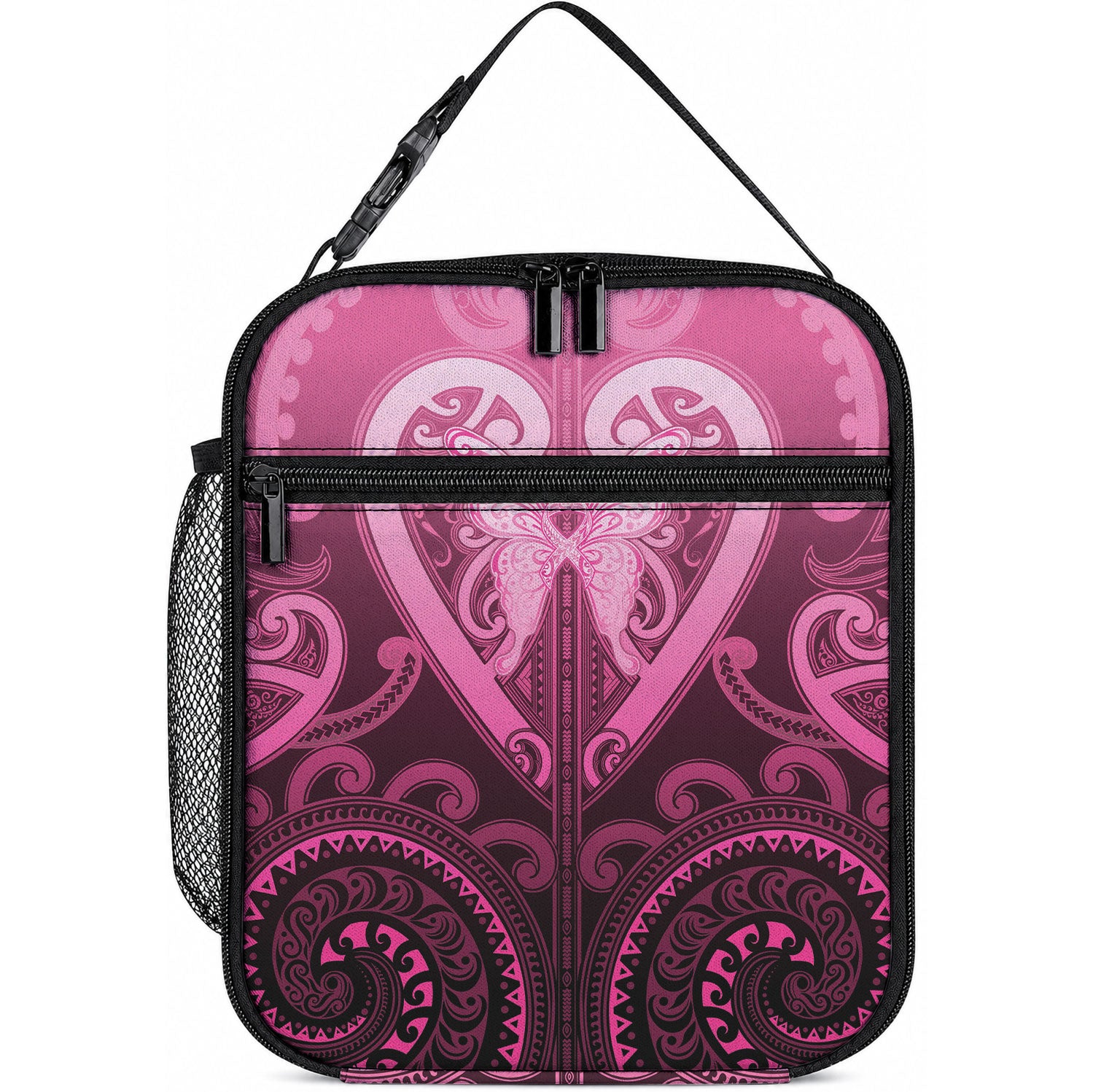 Aotearoa Breast Cancer Lunch Bag Maori Tribal Pattern LT05 10.2 × 8.3 × 4.3 inch Pink - Polynesian Pride
