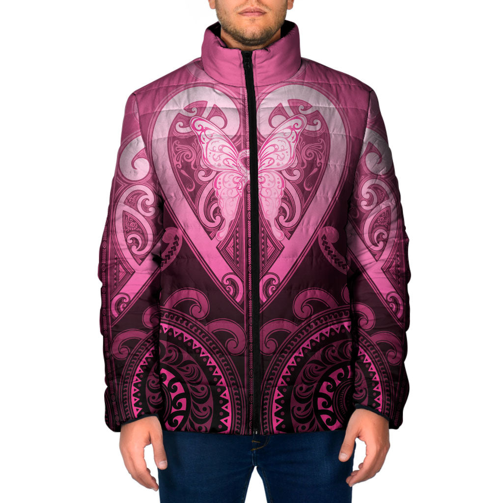 Aotearoa Breast Cancer Padded Jacket Maori Tribal Pattern
