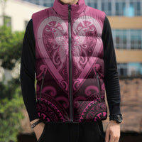 Aotearoa Breast Cancer Sleeveless Puffer Jacket Maori Tribal Pattern