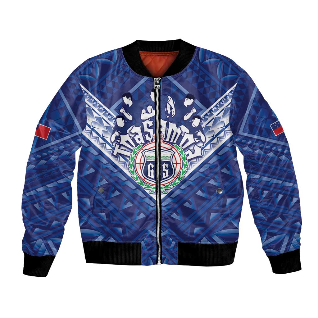 Toa Samoa Rugby Custom Bomber Jacket Samoan Pride With Tribal Pattern - Polynesian Pride