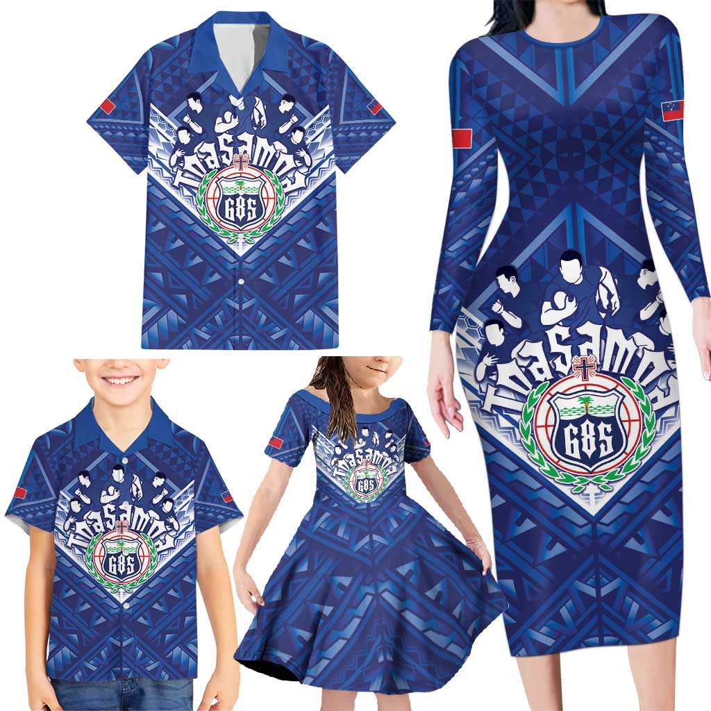Toa Samoa Rugby Custom Family Matching Long Sleeve Bodycon Dress and Hawaiian Shirt Samoan Pride With Tribal Pattern LT05 - Polynesian Pride