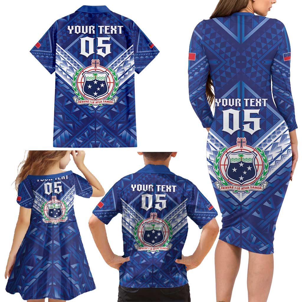 Toa Samoa Rugby Custom Family Matching Long Sleeve Bodycon Dress and Hawaiian Shirt Samoan Pride With Tribal Pattern LT05 - Polynesian Pride