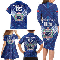 Toa Samoa Rugby Custom Family Matching Long Sleeve Bodycon Dress and Hawaiian Shirt Samoan Pride With Tribal Pattern LT05 - Polynesian Pride
