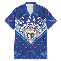 Toa Samoa Rugby Custom Family Matching Mermaid Dress and Hawaiian Shirt Samoan Pride With Tribal Pattern LT05 Dad's Shirt - Short Sleeve Blue - Polynesian Pride