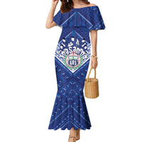 Toa Samoa Rugby Custom Family Matching Mermaid Dress and Hawaiian Shirt Samoan Pride With Tribal Pattern LT05 Mom's Dress Blue - Polynesian Pride
