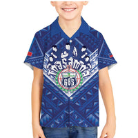 Toa Samoa Rugby Custom Family Matching Mermaid Dress and Hawaiian Shirt Samoan Pride With Tribal Pattern LT05 Son's Shirt Blue - Polynesian Pride