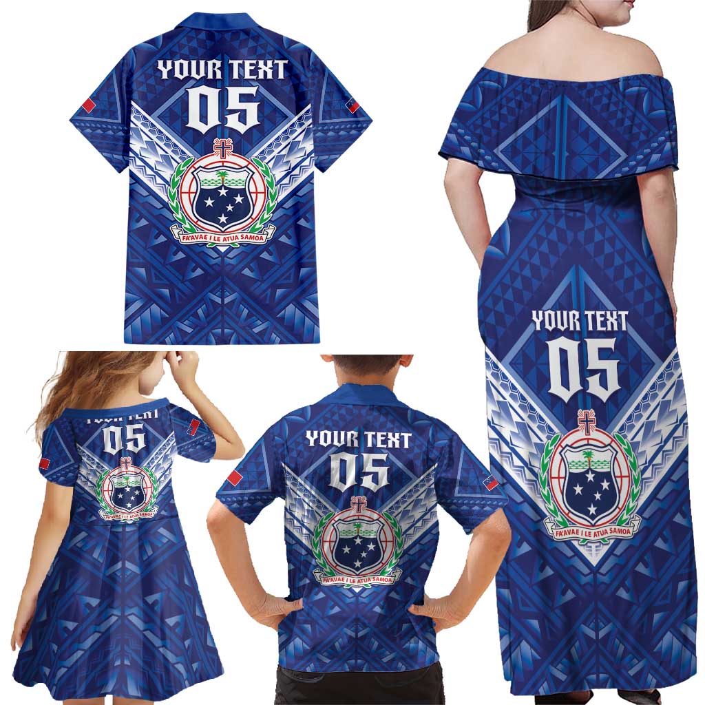 Toa Samoa Rugby Custom Family Matching Off Shoulder Maxi Dress and Hawaiian Shirt Samoan Pride With Tribal Pattern LT05 - Polynesian Pride