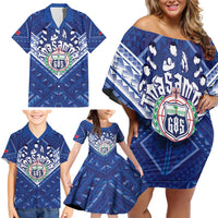 Toa Samoa Rugby Custom Family Matching Off Shoulder Short Dress and Hawaiian Shirt Samoan Pride With Tribal Pattern LT05 - Polynesian Pride