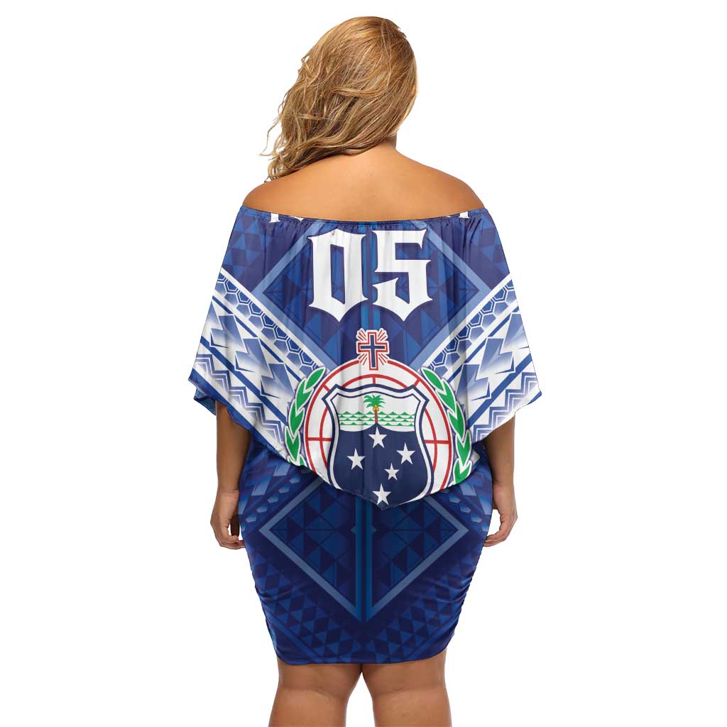 Toa Samoa Rugby Custom Family Matching Off Shoulder Short Dress and Hawaiian Shirt Samoan Pride With Tribal Pattern LT05 - Polynesian Pride