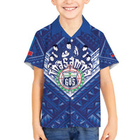 Toa Samoa Rugby Custom Family Matching Off Shoulder Short Dress and Hawaiian Shirt Samoan Pride With Tribal Pattern LT05 Son's Shirt Blue - Polynesian Pride