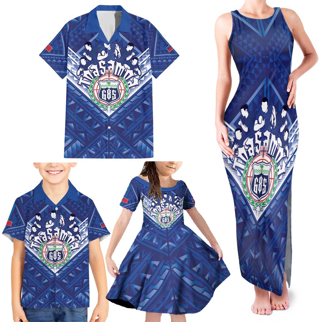 Toa Samoa Rugby Custom Family Matching Tank Maxi Dress and Hawaiian Shirt Samoan Pride With Tribal Pattern LT05 - Polynesian Pride