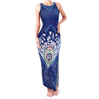Toa Samoa Rugby Custom Family Matching Tank Maxi Dress and Hawaiian Shirt Samoan Pride With Tribal Pattern LT05 Mom's Dress Blue - Polynesian Pride