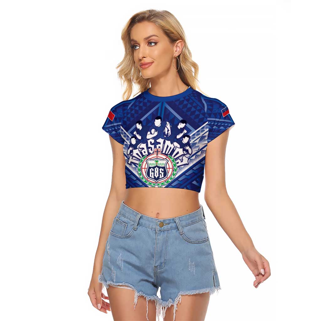 Toa Samoa Rugby Custom Raglan Cropped T Shirt Samoan Pride With Tribal Pattern - Polynesian Pride