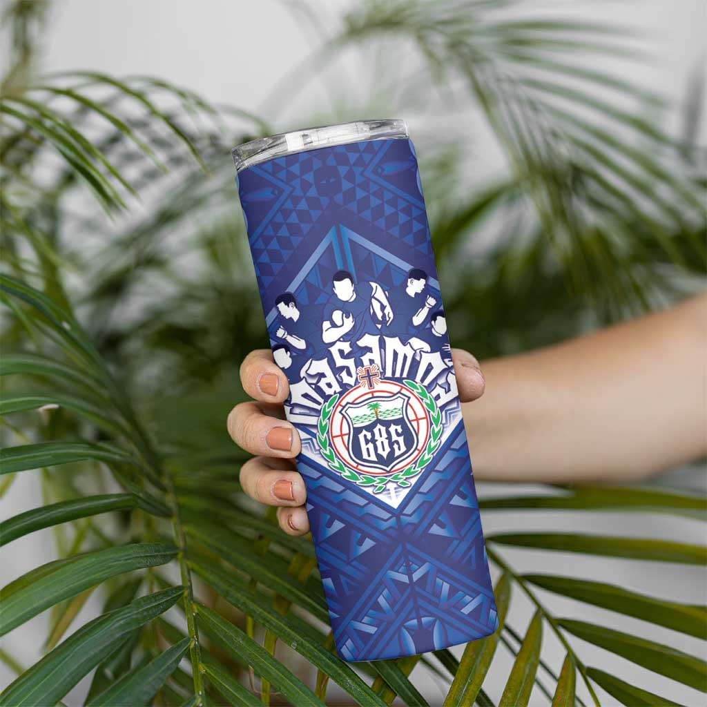 Toa Samoa Rugby Custom Skinny Tumbler Samoan Pride With Tribal Pattern - Polynesian Pride